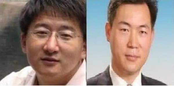 Fotos de los abogados de Beijing Zhang Kai y Li Chunfu, que fueron golpeados por la policía de Chongqing por llevar un caso de Falun Gong. (The Epoch Times)