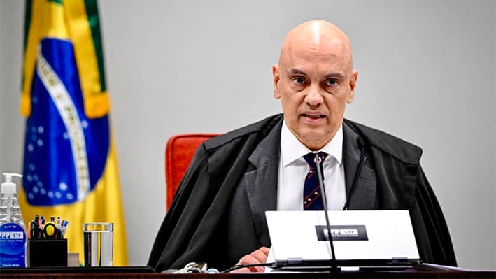 <em>El juez del Tribunal Supremo de Brasil Alexandre de Moraes habla durante una sesión en Brasilia, Brasil, el 18 de junio de 2024. (Evaristo Sa/AFP a través de Getty Images)</em>