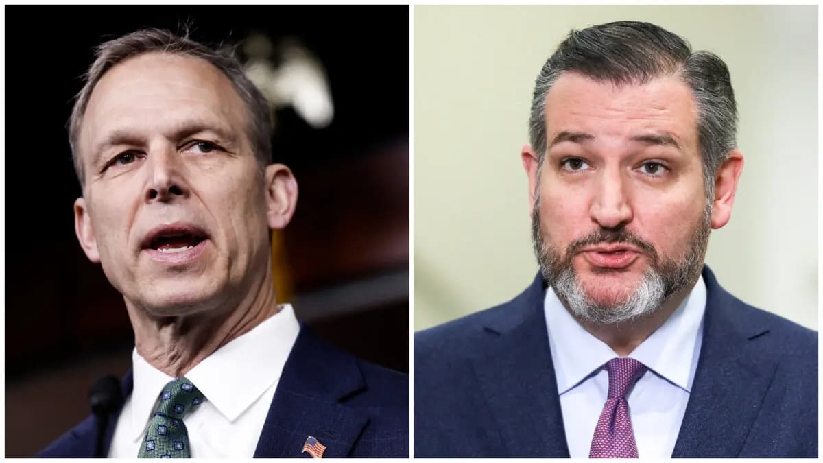 De izquierda a derecha: El presidente del Caucus de la Libertad de la Cámara de Representantes, Scott Perry (R-Pa.), habla durante una rueda de prensa sobre las negociaciones del límite de la deuda en el Capitolio de EE. UU. el 10 de marzo de 2023 en Washington. (Anna Moneymaker/Getty Images) El senador Ted Cruz (R-Texas) habla con los medios de comunicación durante una pausa en el proceso de destitución, en la zona del metro del Senado en el Capitolio en Washington el 28 de enero de 2020. (Charlotte Cuthbertson/The Epoch Times)