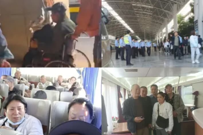 Los solicitantes de Shanghai son escoltados a la fuerza de vuelta a Shanghái en tren, el 29 de abril de 2025. (Proporcionado por un entrevistado)