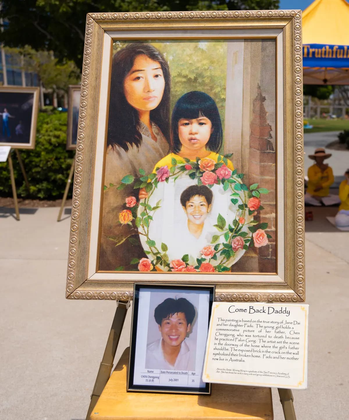 Cuadro titulado "Vuelve, papá". (Cortesía de la Asociación Falun Dafa de San Diego).