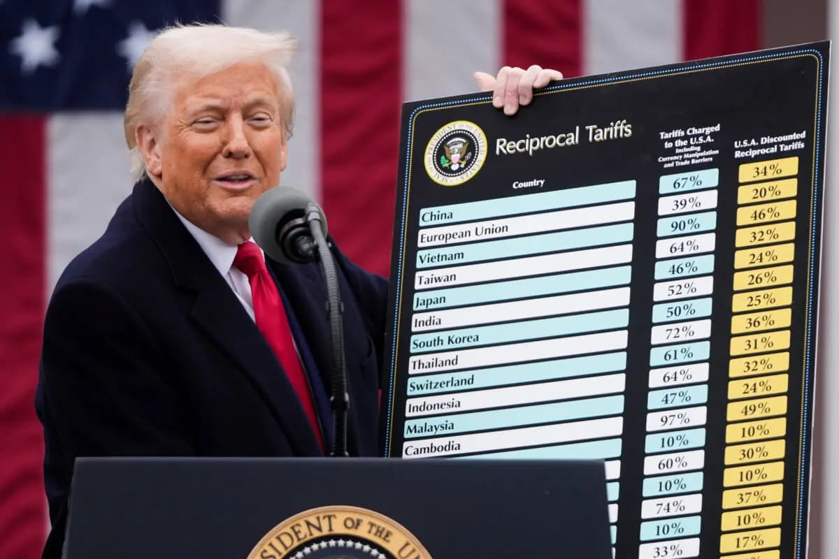 El presidente Donald Trump habla durante un acto para anunciar nuevos aranceles en el Jardín de las Rosas de la Casa Blanca en Washington el 2 de abril de 2025. (Mark Schiefelbein/AP Photo)