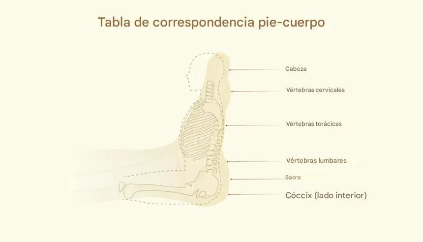 Tabla de correspondencias entre pies y cuerpo. (The Epoch Times)