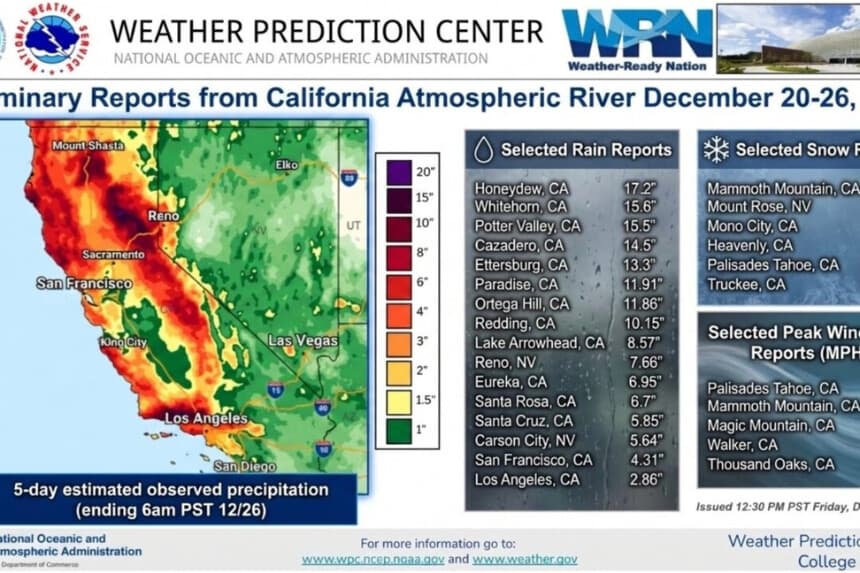 California evalua los daños que dejaron las inundaciones y deslizamientos en Navidad