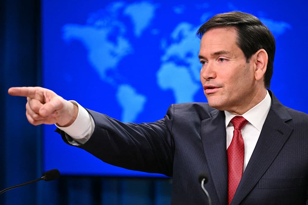 El secretario de Estado de Estados Unidos, Marco Rubio habla durante una conferencia de prensa de fin de año en la sala de prensa del Departamento de Estado en Washington, D.C., el 19 de diciembre de 2025. (Foto de Mandel NGAN / AFP vía Getty Images)