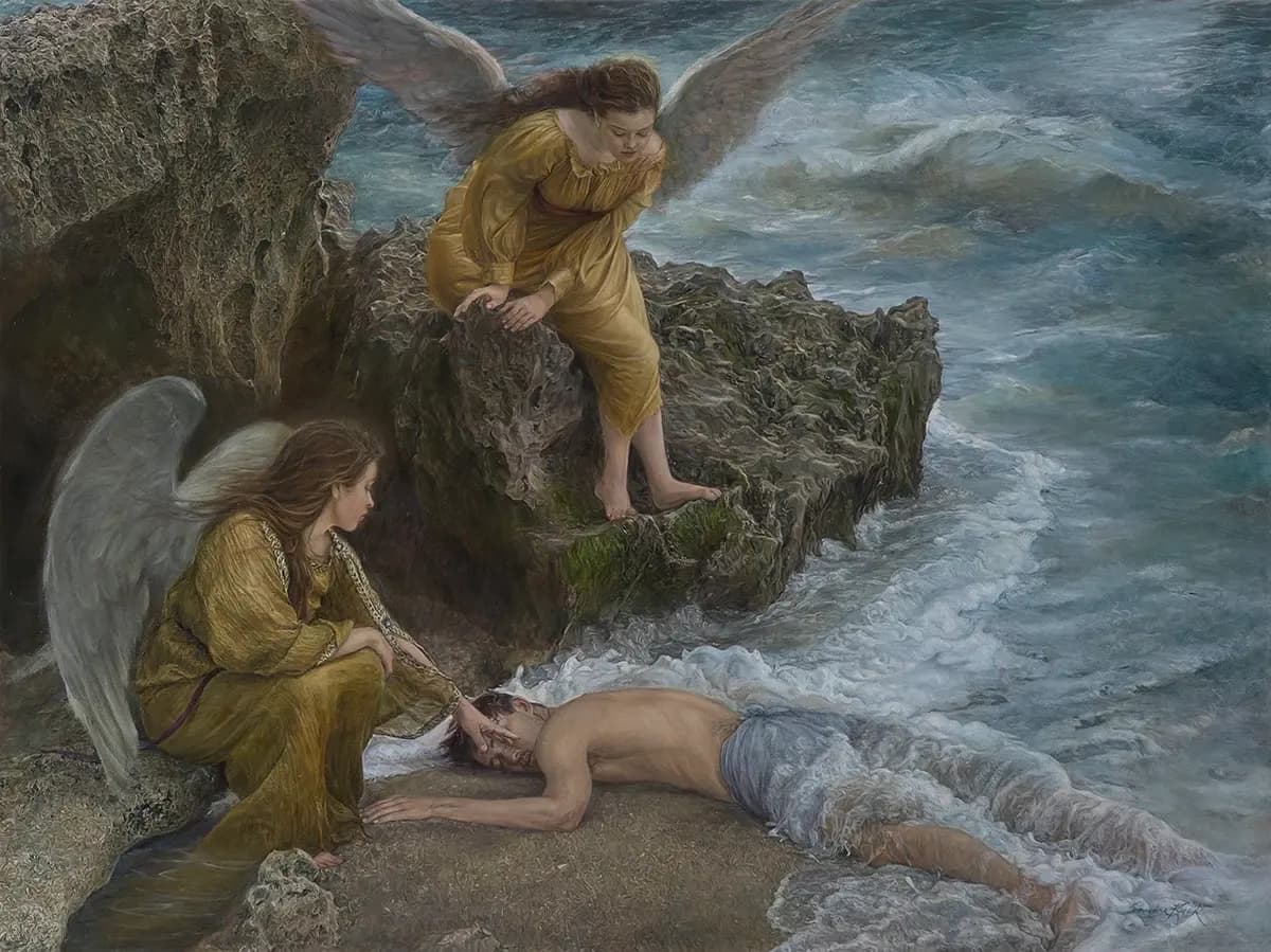 <em>“Brushing Death Away” de Sandra Kuck, Estados Unidos. (Cortesía del Concurso Internacional de Pintura Figurativa de NTD)</em>