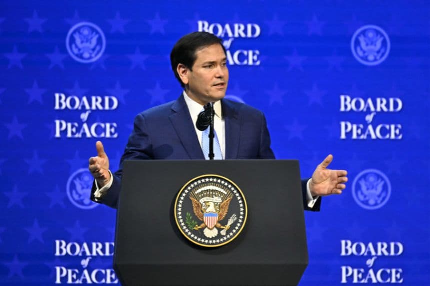 El secretario de Estado de EE. UU., Marco Rubio, en Davos, el 22 de enero de 2026. (Fabrice COFFRINI/AFP a través de Getty Images)