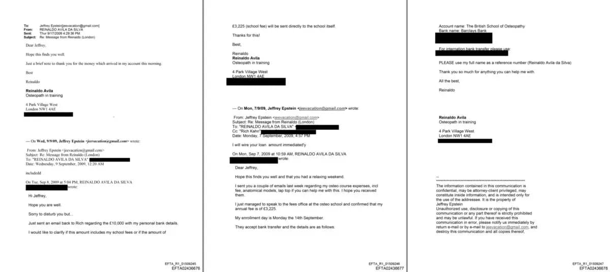 Documento incluido en la última publicación del Departamento de Justicia de Estados Unidos como parte de lo que se conoce como los “Archivos Epstein” el 3 de febrero de 2026. (DOJ/Captura de pantalla vía The Epoch Times).