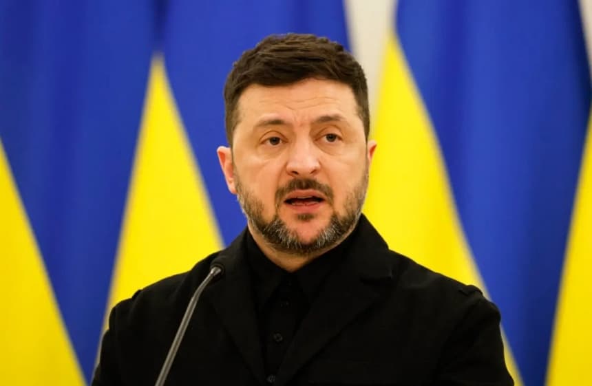 El presidente ucraniano, Volodímir Zelenski, habla durante una rueda de prensa conjunta en Vilna, Lituania, el 25 de enero de 2026. (Petras Malukas/AFP a través de Getty Images)