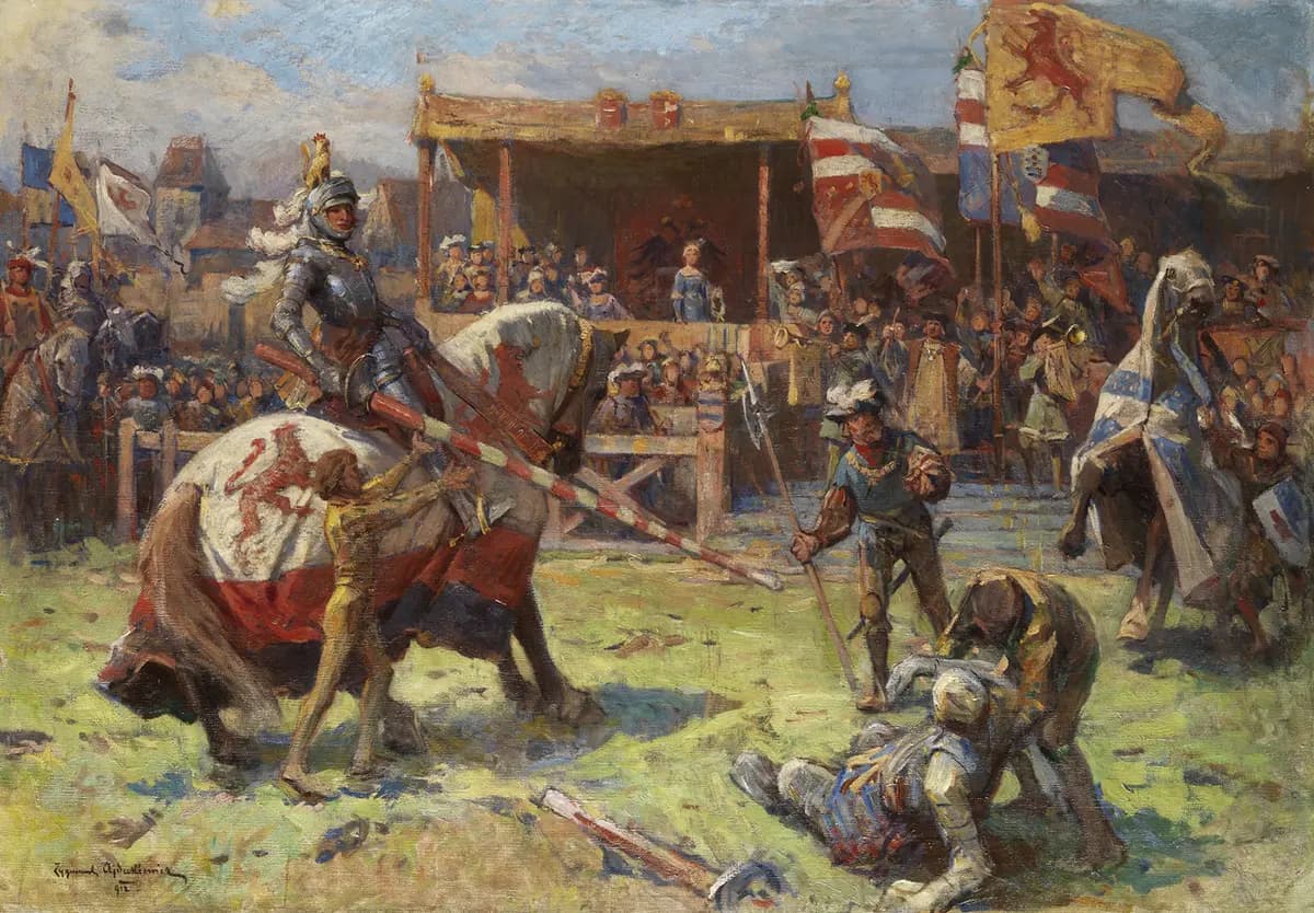 "Torneo de caballeros", de Zygmunt Ajdukiewicz, 1912. (Dominio público)