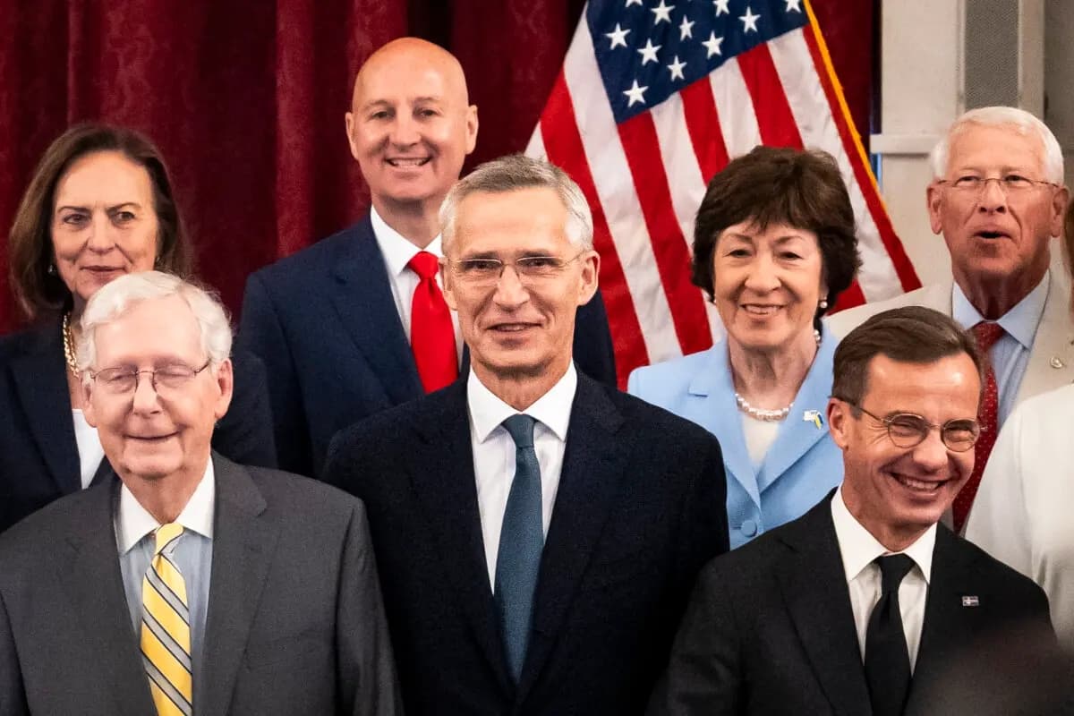 El secretario general de la OTAN, Jens Stoltenberg, se reúne con legisladores en Washington el 10 de julio de 2024. (Madalina Vasiliu/The Epoch Times)
