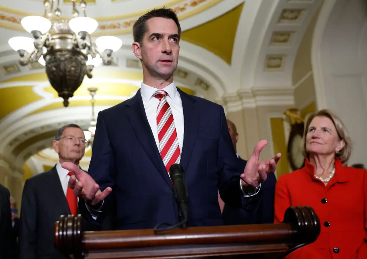 El senador Tom Cotton (R-Ark.) habla en el Capitolio de Estados Unidos el 13 de noviembre de 2024. (Kevin Dietsch/Getty Images).