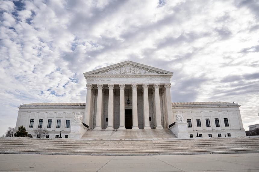 La Corte Suprema en Washington, el 21 de febrero de 2026. (Madalina Kilroy/The Epoch Times)
