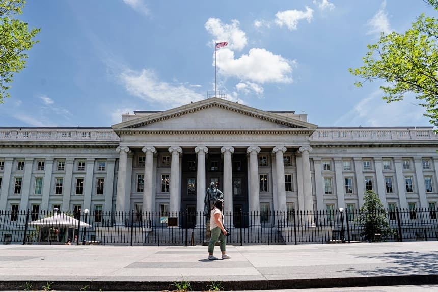 El Departamento del Tesoro de EE. UU. en Washington, el 30 de junio de 2025. (Madalina Kilroy/The Epoch Times)