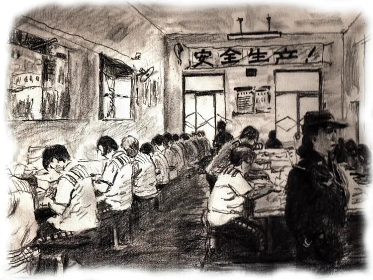 Ilustración de un campo de trabajos forzados en China. (Minghui.org)