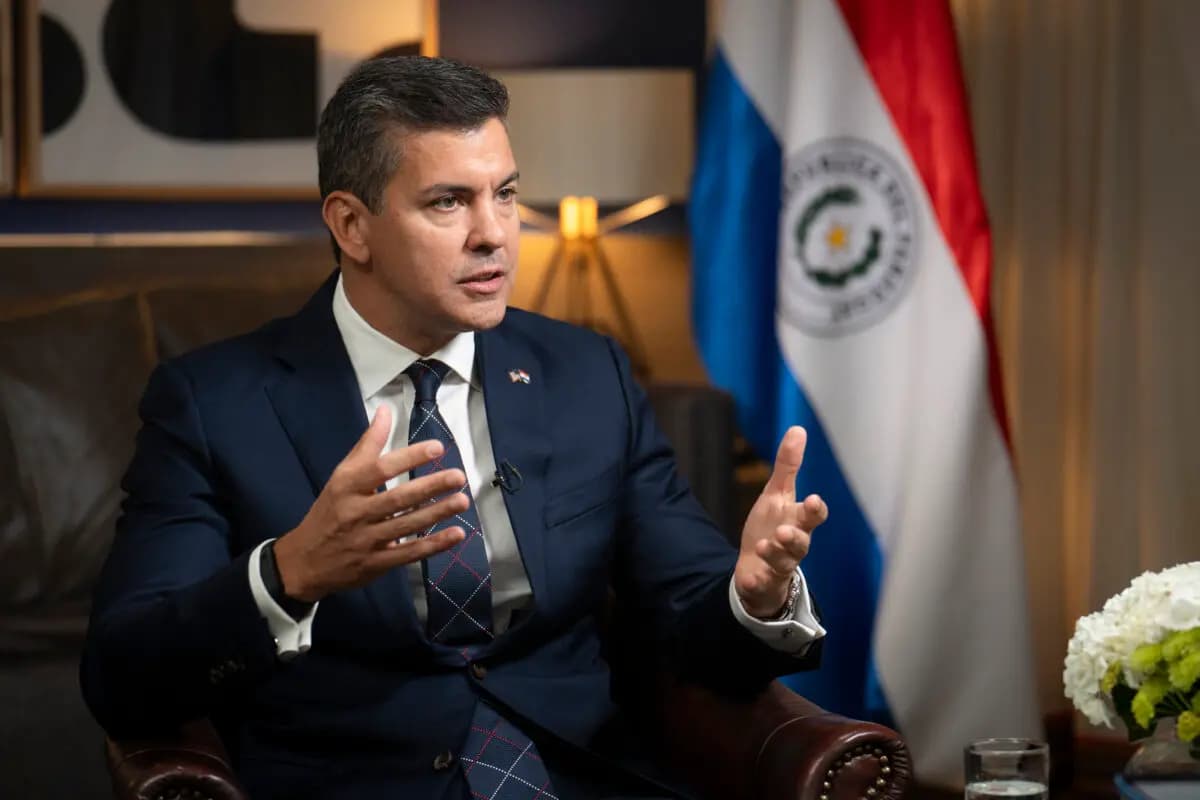 <em>El presidente de Paraguay, Santiago Peña, en Washington el 21 de enero de 2025. (Samira Bouaou/The Epoch Times).</em>