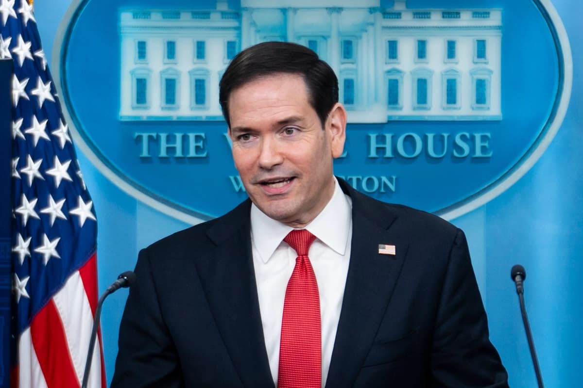 El secretario de Estado Marco Rubio interviene durante una rueda de prensa en la Casa Blanca el 5 de mayo de 2026. (Madalina Kilroy/The Epoch Times)