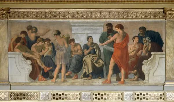 <em>Escuela de Aristóteles. Fresco de Gustav Adolph Spangenberg, 1883-1888. (Dominio público)</em>