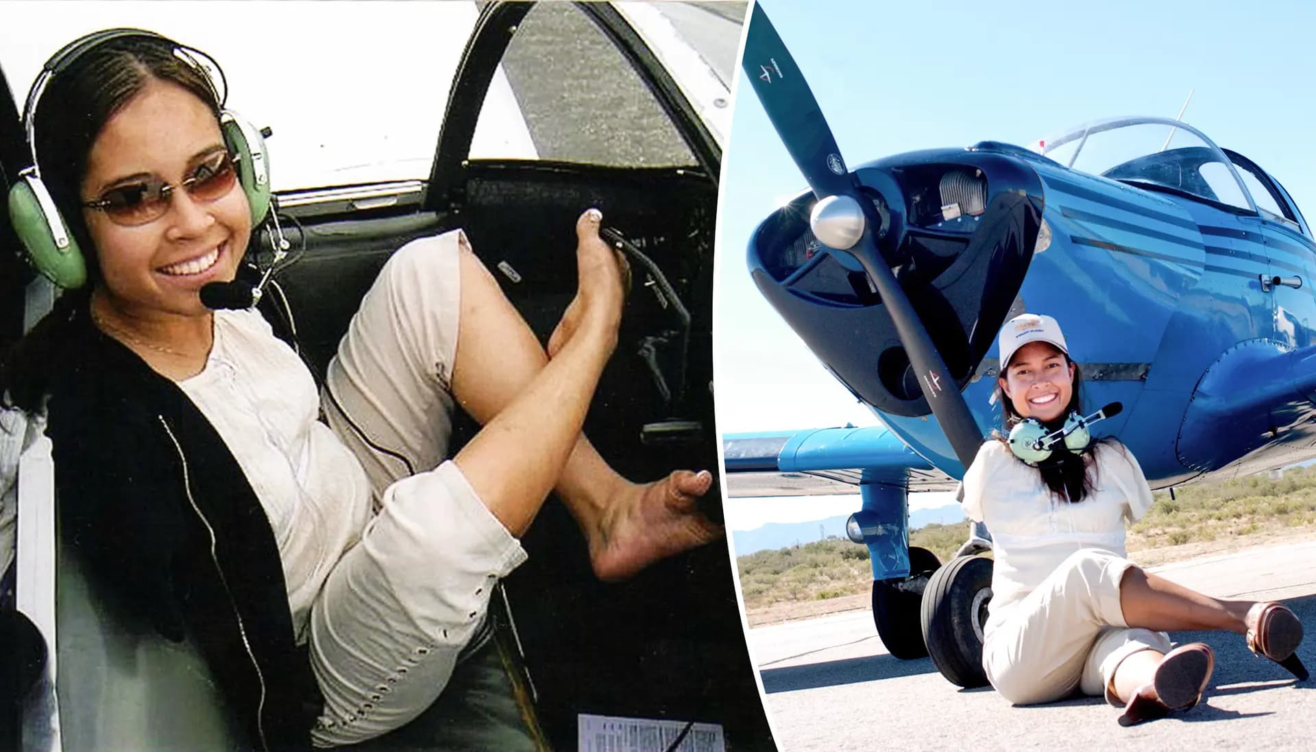 Jessica Cox vuela utilizando únicamente sus pies para manejar los controles de su avión. Espera que este reconocimiento ayude a impulsar su labor sin fines de lucro e inspire a otros a mirar más allá de las limitaciones percibidas. (Cortesía de Jessica Cox)