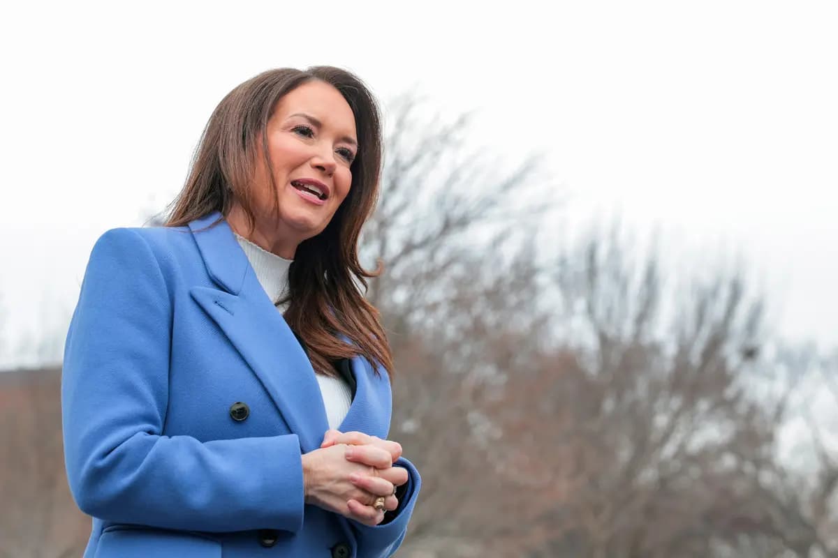 La secretaria de Agricultura, Brooke Rollins, habla con los periodistas en Washington el 12 de febrero de 2026. (Anna Moneymaker/Getty Images).