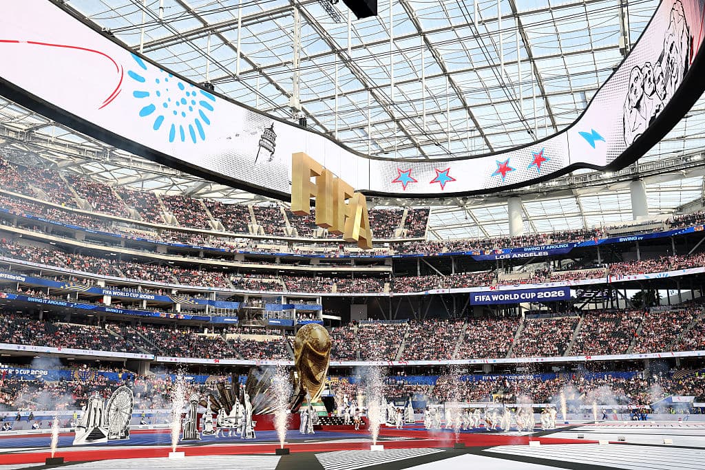 <em>Ceremonia de apertura previa al partido del Grupo D de la Copa Mundial de la FIFA 2026 entre Estados Unidos y Paraguay en el Estadio de Los Ángeles el 12 de junio de 2026 en Los Ángeles, California. (Jamie Squire/Getty Images)</em>