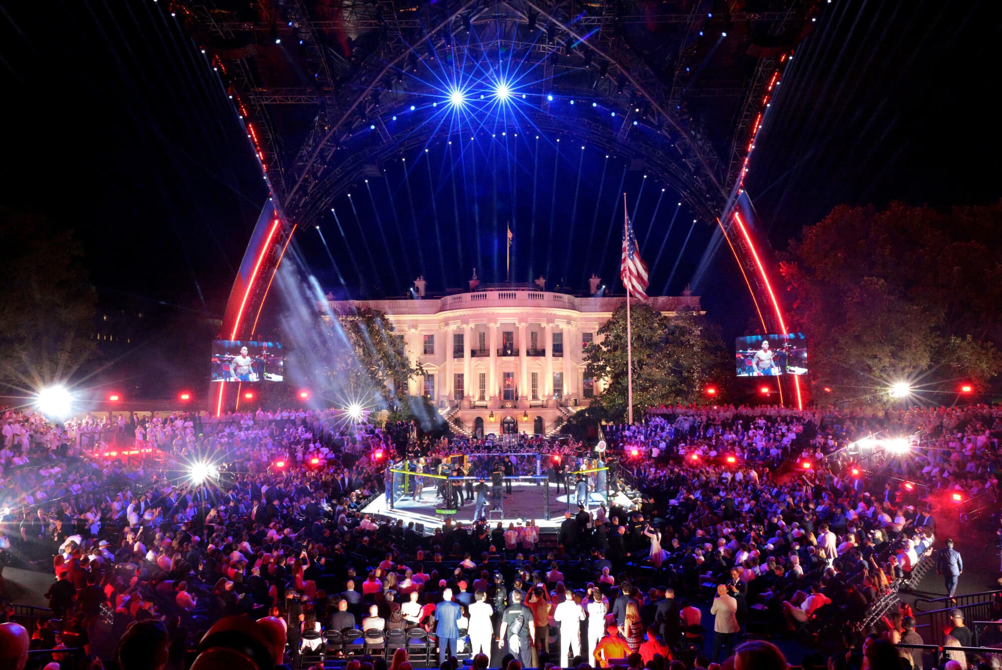 Se observa el evento UFC Freedom 250 en el Jardín Sur de la Casa Blanca el 14 de junio de 2026 en Washington, DC. (Chip Somodevilla/Getty Images)
