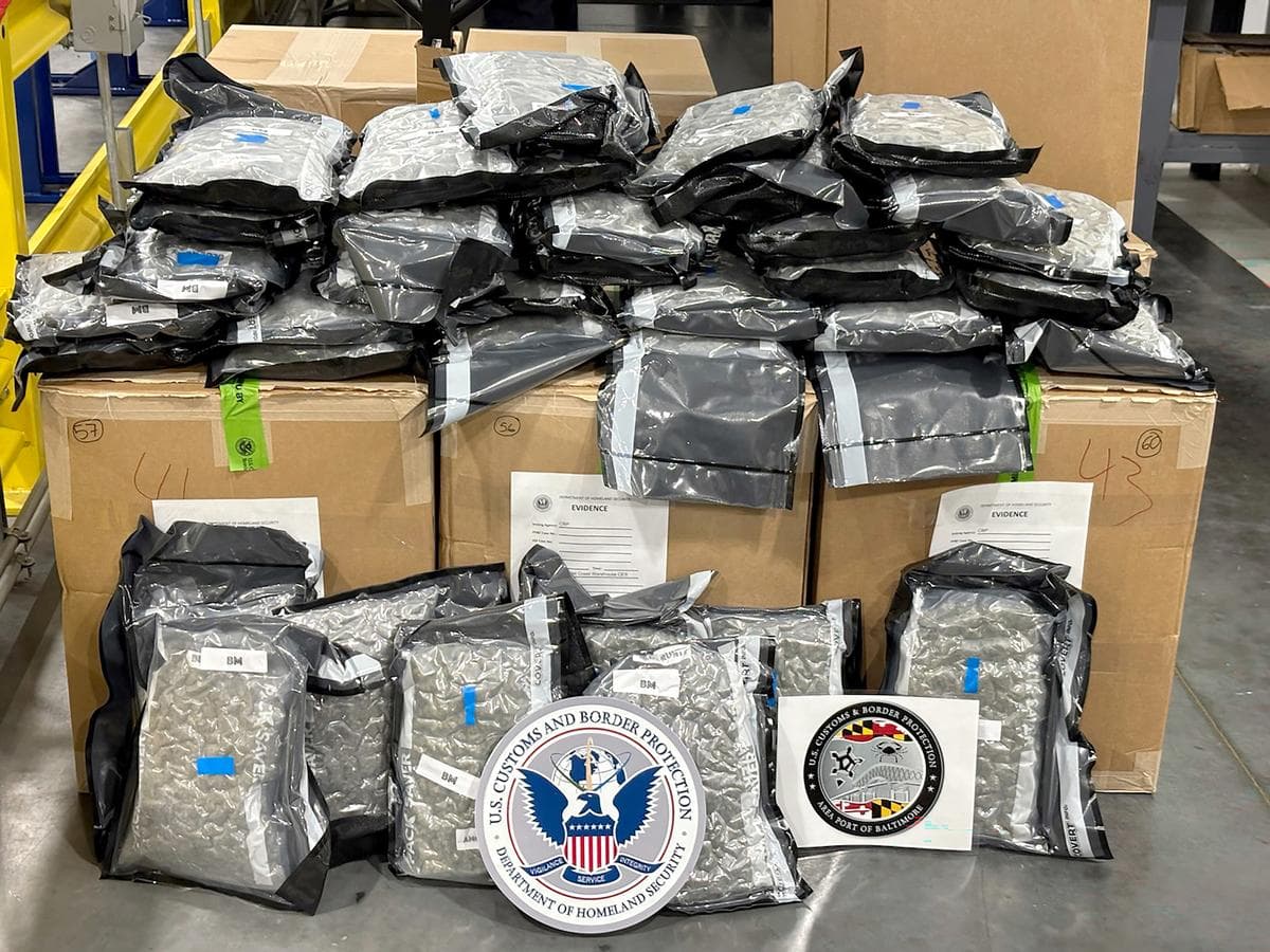 Parte de la marihuana que se dirigía a Liverpool, Inglaterra. En Europa, la marihuana de alta calidad puede generar beneficios entre dos y tres veces superiores a los de Estados Unidos. (La Oficina de Aduanas y Protección Fronteriza de EE. UU.).