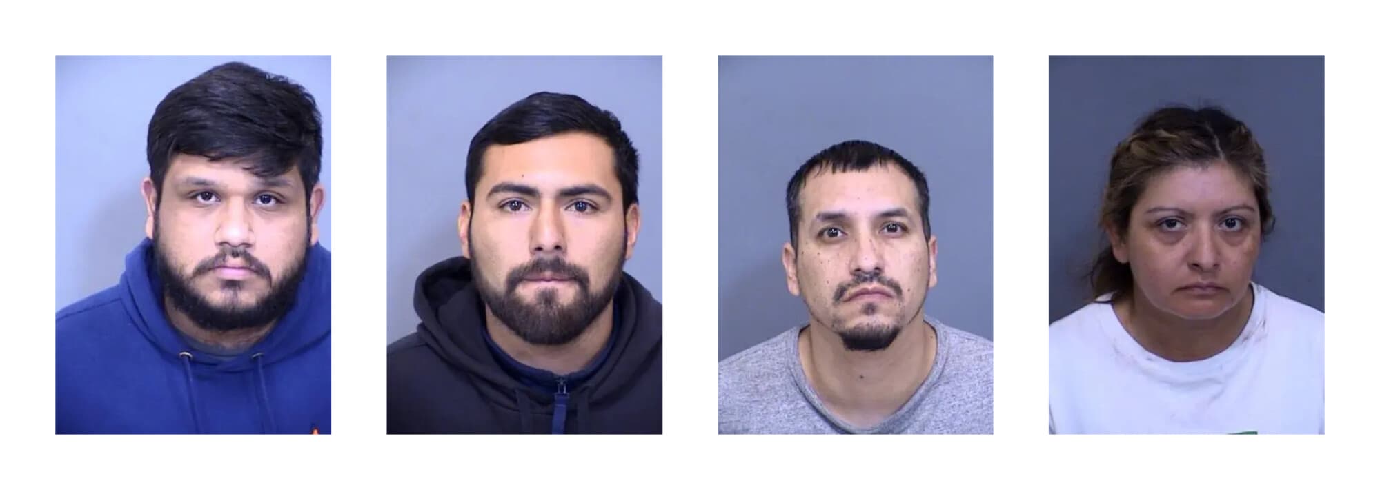 (Izquierda a derecha) Julian Magana, Bryan Fidel Crisoto-Cabrera, Gilbert Borquez, Erika Acosta. (Cortesía de la Oficina del Fiscal General de Arizona)