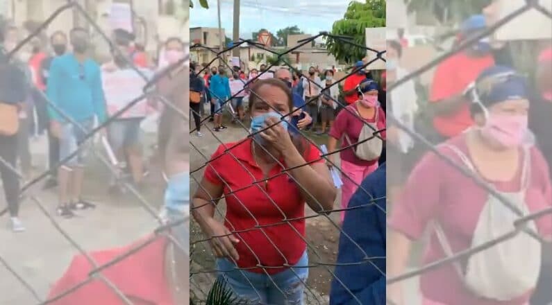 Captura de pantalla del video en vivo de la multitud que rodeó la casa de la activista Saily González, quien formó parte de la plataforma Archipiélago. (Cortesía de Saily González)