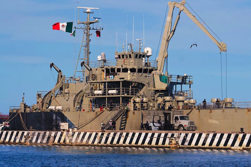 El buque Isla Holbox (BAL-02) de la Armada de México (SEMAR), México, el 6 de febrero de 2026. (Victoria Razo / AFP vía Getty Images)
