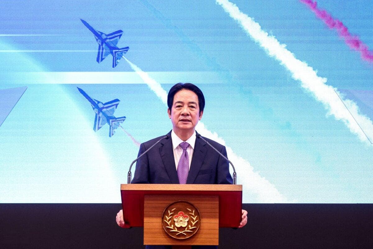 El presidente taiwanés, Lai Ching-te, pronuncia un discurso con motivo del segundo aniversario de su toma de posesión en la Oficina Presidencial de Taipéi, el 20 de mayo de 2026. (I-Hwa Cheng/AFP vía Getty Images).