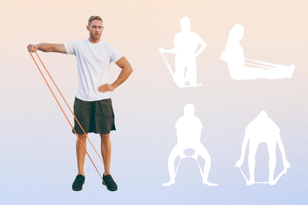 12 ejercicios con bandas de resistencia para fortalecer la parte inferior del cuerpo. (Ilustración de The Epoch Times, Shutterstock).