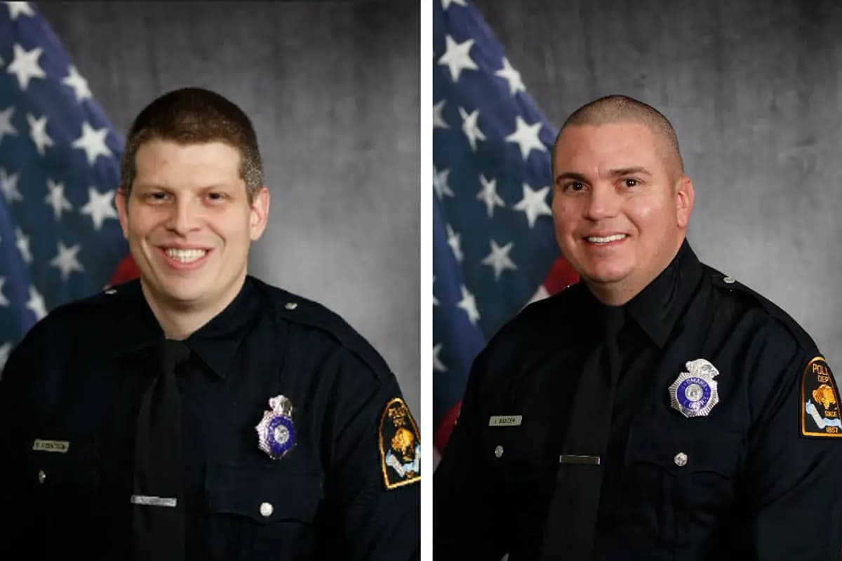 <em>Los oficiales del Departamento de Policía de Omaha, David Eckstrom (izquierda) e Ian Baxter. (Departamento de Policía de Omaha).</em>