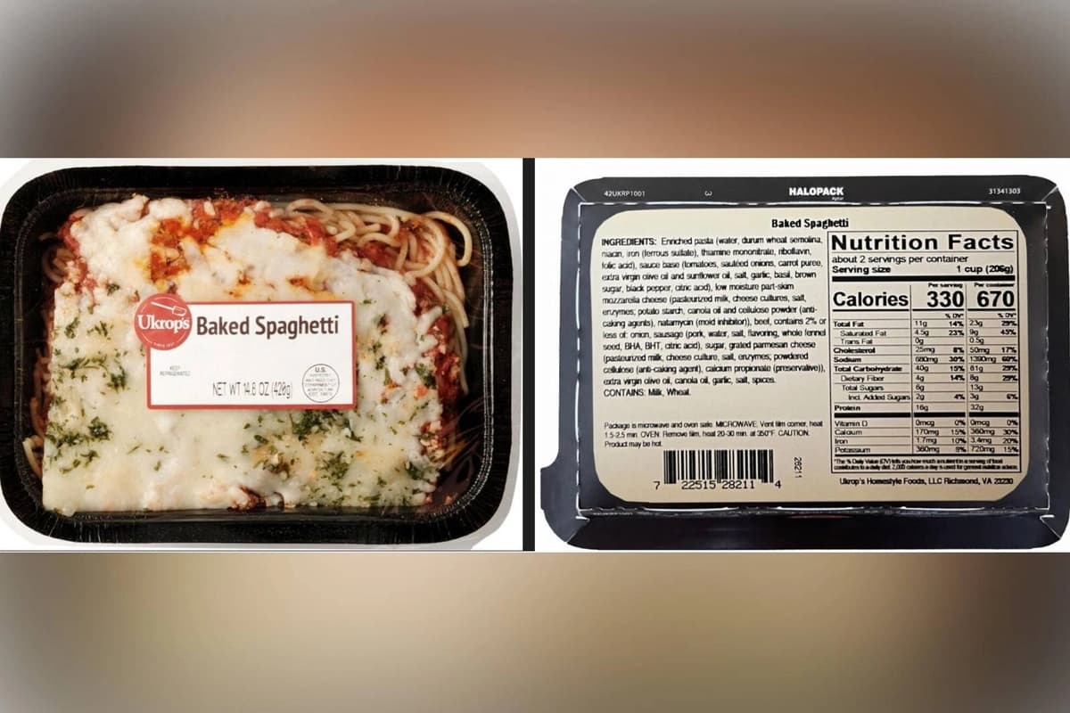 Un producto retirado del mercado de la marca Homestyle Foods de Ukrop's. (Cortesía del USDA)