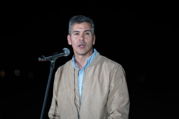 El presidente de Paraguay, Santiago Peña Palacios, el 6 de agosto llegando a Cali para la toma de posesión de Abelardo de la Espriella como presidente de Colombia. (Cortesía del presidente electo Abelardo De La Espriella
