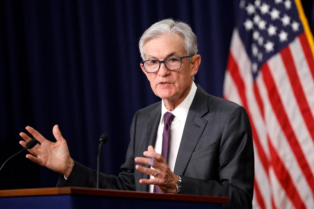 El presidente de la Reserva Federal, Jerome Powell, pronuncia unas palabras en una conferencia de prensa tras una reunión del Comité Federal de Mercado Abierto (FOMC) en la Reserva Federal en Washington el 19 de marzo de 2025. (Kevin Dietsch/Getty Images)