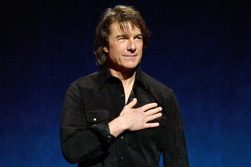 Tom Cruise habla durante CinemaCon en Las Vegas, Nevada, el 3 de abril de 2025. (Jerod Harris/Getty Images para CinemaCon).