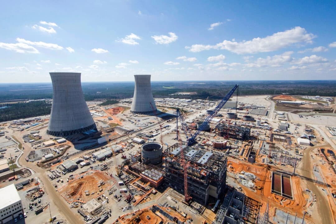 Las unidades 3 y 4 de Vogtle, construidas por el contratista principal Westinghouse, una unidad de negocio de Toshiba, cerca de Waynesboro, Georgia, en una foto aérea tomada en febrero de 2017. (Georgia Power/Handout vía Reuters).
