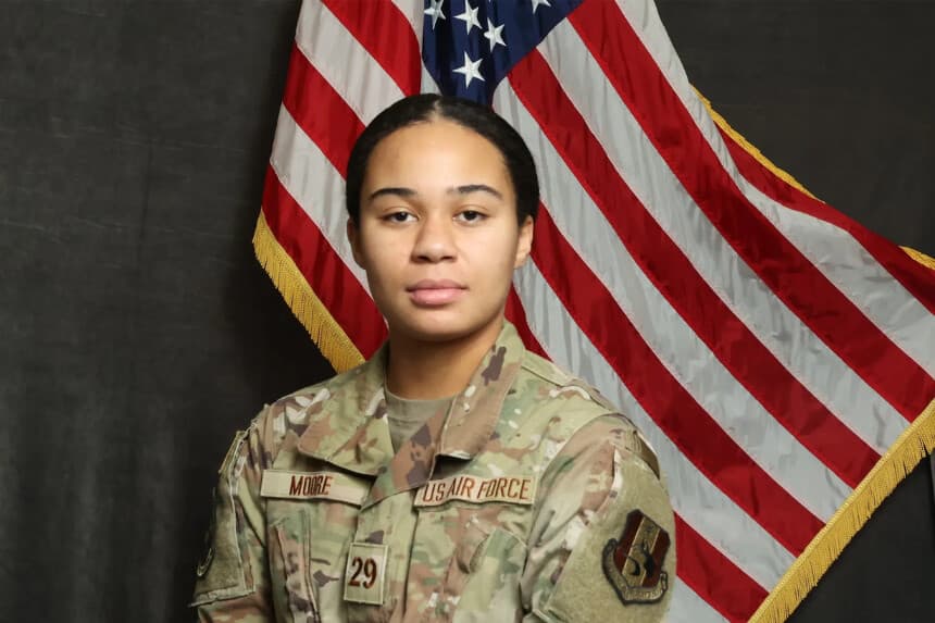 Ava Moore, aspirante a cadete de la Academia de la Fuerza Aérea de los Estados Unidos. (Academia de la Fuerza Aérea de los Estados Unidos a través de AP).