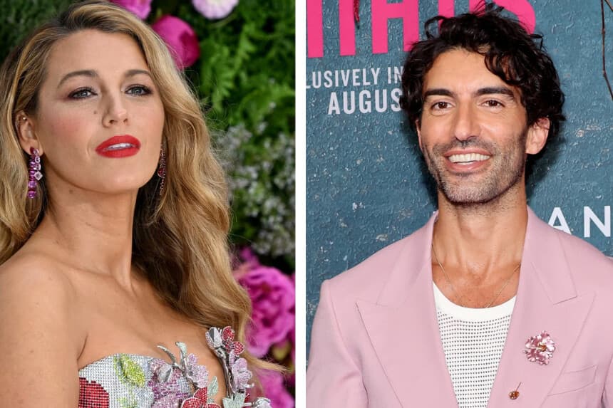 (Izquierda) El actor Blake Lively posa en la alfombra roja a su llegada a la gala de presentación de "It Ends With Us" en el Odeon Luxe de Leicester Square, en el centro de Londres, el 8 de agosto de 2024. (Derecha) Justin Baldoni asiste al estreno en Nueva York de "It Ends With Us" en el AMC Lincoln Square Theater de Nueva York el 6 de agosto de 2024. (Cindy Ord/Getty Images; Justin Tallis/AFP a través de Getty Images).