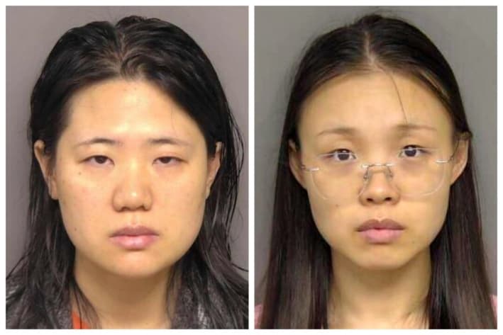 (Izquierda) La científica china Yunqing Jian. (Derecha) La científica china Chengxuan Han. (Oficina del Sheriff del Condado de Sanilac vía AP)
