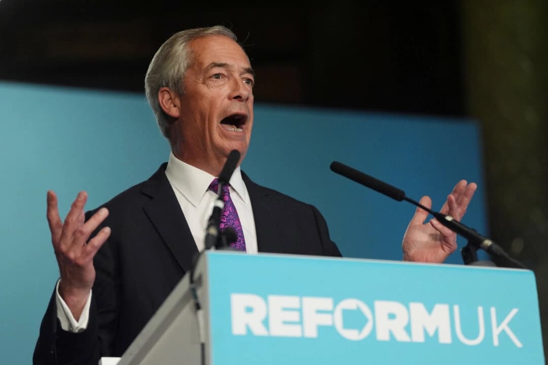 El líder del partido Reform UK, Nigel Farage, en Westminster, Londres, el 27 de mayo de 2025. (Ben Whitley/PA)