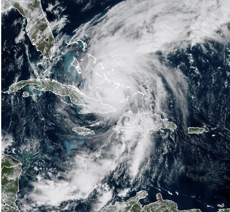 Imagen satelital del huracán Melissa mientras abandona Cuba y se dirige a las Bahamas el 29 de octubre de 2025. (NOAA/NESDIS/STAR - GOES 19).