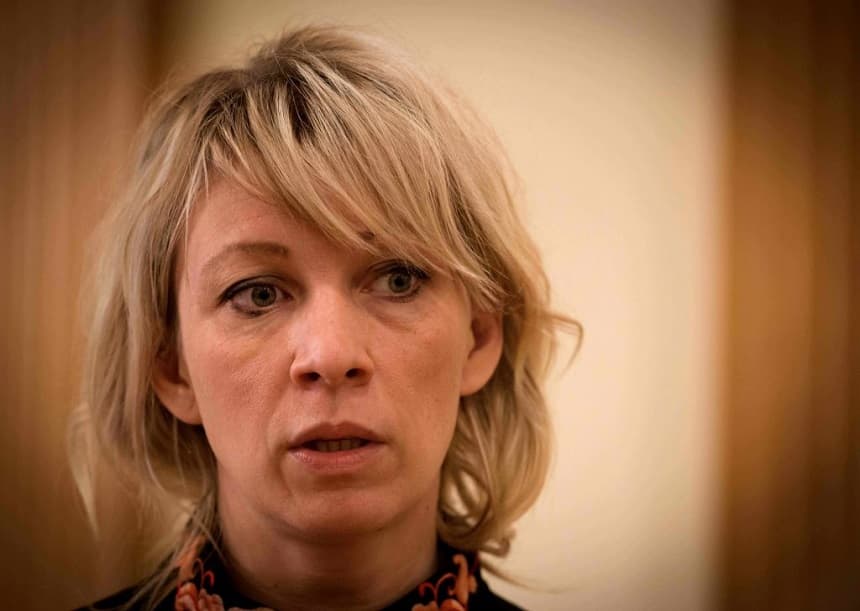 La portavoz del Ministerio de Relaciones Exteriores de Rusia, María Zakharova, concede una entrevista a la Agencia France-Presse (AFP) en Moscú el 14 de marzo de 2018. (MLADEN ANTONOV/AFP a través de Getty Images)