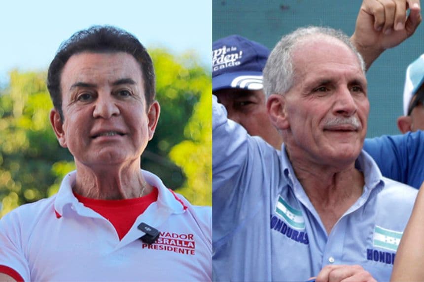Combo de fotografías de archivo que muestra a los candidatos presidenciales de Honduras, Salvador Nasralla (i) y Nasry Asfura (d). (EFE/ Gustavo Amador/ ARCHIVO)