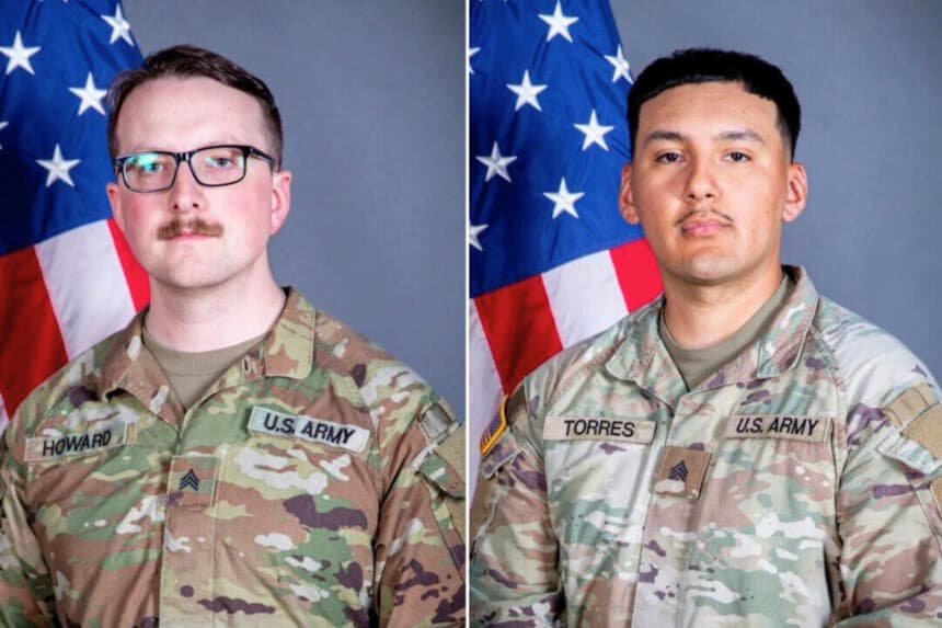 (Izquierda) Sargento William Nathaniel Howard. (Derecha) Sargento Edgar Brian Torres-Tovar. (Guardia Nacional de Iowa a través de AP).