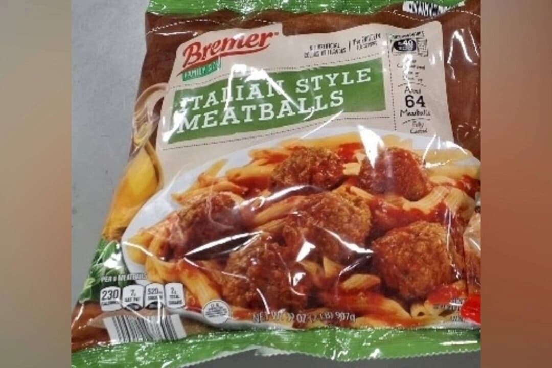 Una imagen de las albóndigas Bremer Family Size Italian Style retiradas del mercado de Rosina Food Products, Inc., con sede en Nueva York. (Cortesía de la USDA).