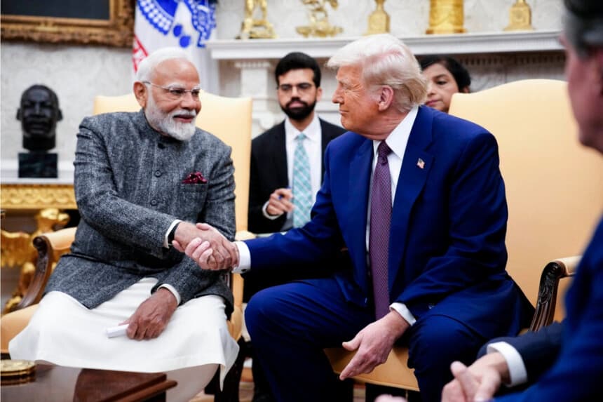 Estados Unidos El presidente Donald Trump y el primer ministro indio Narendra Modi se reúnen en la Oficina Oval de la Casa Blanca el 13 de febrero de 2025. (Andrew Harnik/Getty Images)