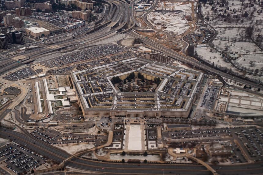 Una vista aérea del Pentágono en Arlington, Virginia, el 15 de diciembre de 2025. (Madalina Kilroy/The Epoch Times)