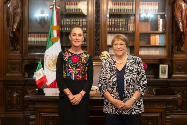 Sheinbaum recibe a Bachelet y reafirma su apoyo a candidatura en la ONU, pese a que Chile le retiró su respaldo